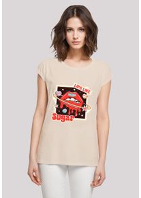 F4NT4STIC Damen T-Shirt "Lips like sugar retro Valentinstag", weiß, casual, Gr. XXL, Obermaterial: 100% Baumwolle, Shirts, Premium Qualität