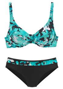 Petite Fleur Damen Bügel-Bikini, grün, Gr. 36, floral, Polyamid, Bikini-Sets, mit floralem Druck