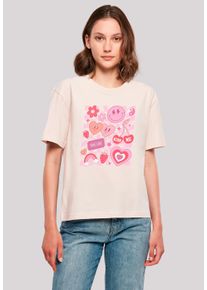 F4NT4STIC Damen T-Shirt "Retro Valentinstag Herz Rainbow Fruits", pink, casual, Gr. M, Obermaterial: 100% Baumwolle, Shirts, Premium Qualität