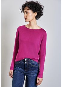 Street One Damen Strickpullover, pink, casual, Gr. 42, unifarben, Stoff, 60% Viskose, 40% Baumwolle, Pullover, mit U-Boot-Ausschnitt
