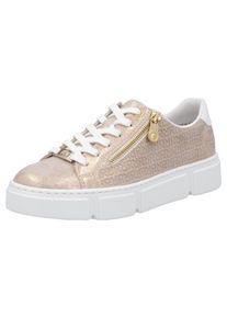 Rieker Damen Plateausneaker, Gr. 40, rosa, Lederimitat, metallic, sportlich, Schuhe, Freizeitschuh, Halbschuh, Schnürschuh mit Reißverschluss