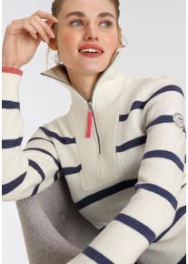 Kangaroos Damen Troyer, blau, casual, Gr. 48, gestreift, kontrastfarbene Details, Strick, Obermaterial: 60% Baumwolle, 40% Polyacryl, Pullover, mit