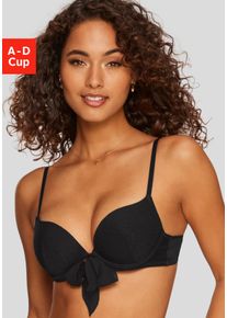 Vivance Damen Push-up-BH "Anna", Gr. 75, schwarz, Mesh, Obermaterial: 60% Polyamid, 35% Polyester, 5% Elasthan, sexy, BHs, mit Bügel und femininer