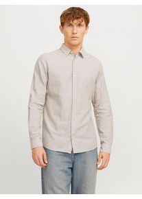 Jack & Jones JACK & JONES Herren Langarmhemd "JJEBREEZE SHIRT LS SN", beige, modisch, Gr. XL, unifarben, Web, Obermaterial: 70% Baumwolle, 30% Leinen, Hemden, mit