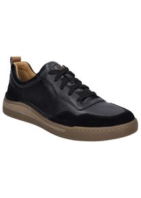 Josef Seibel Herren Sneaker "Cleve 01", Gr. 41, schwarz, Leder, sportlich, Schuhe, Freizeitschuh, Retro Sneaker, Schnürschuh mit Schuhweite weit