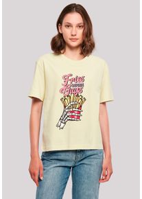 F4NT4STIC Damen T-Shirt "Anti Valentinstag Fries before guys", gelb, casual, Gr. XS, Obermaterial: 100% Baumwolle, Shirts, Premium Qualität