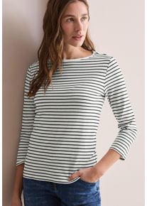 Cecil Damen 3/4-Arm-Shirt, weiß, casual, Gr. XL, gestreift, Jersey, Obermaterial: 100% Baumwolle, Shirts, mit Streifenmuster