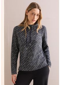 Cecil Damen Langarmshirt, blau, casual, Gr. M, gemustert, Stoff, 65% Polyester, 32% Viskose, 3% Elasthan, Shirts, aus elastischem Materialmix