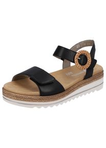 Remonte Damen Keilsandalette, Gr. 37, schwarz, Leder, feminin, Schuhe, Sommerschuh, Riemchensandale mit praktischem Klettverschlüssen