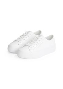Damen Plateausneaker "VULC FLATFORM LOW MG LTH", Calvin Klein Jeans, Gr. 40, weiß, Leder, sportlich, Schuhe, Schnürschuh, Halbschuh, Freizeitschuh in
