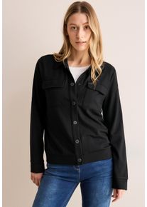 Cecil Damen Cardigan, schwarz, casual, Gr. XXL, unifarben, Stoff, 70% Viskose, 25% Polyamid, 5% Elasthan, Strickjacken, mit Brusttaschen