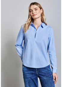 Street One Damen Langarmbluse, blau, casual, Gr. 36, unifarben, Web, 74% Baumwolle, 24% Polyamid, 2% Elasthan, Blusen, im soften Baumwoll-Mix