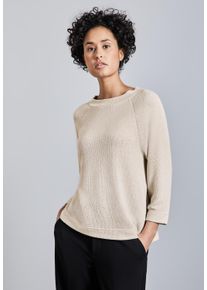 Street One Damen 3/4-Arm-Shirt, beige, casual, Gr. 44, unifarben, Stoff, 78% Polyester, 17% Viskose, 5% Elasthan, Shirts, mit U-Boot-Ausschnitt