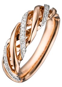 Jobo Damen Diamantring, 60, SI = kleine Einschlüsse, Roségold 585-Diamanten, rosa, Rosu00e9gold 585, Diamanten, Fingerringe, 585 Roségold bicolor mit