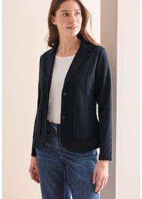 Cecil Damen Kurzblazer, blau, klassisch, Gr. L, Strukturmuster, Web, Obermaterial: 72% Polyester, 26% Viskose, 2% Elasthan, Blazer, mit Struktur