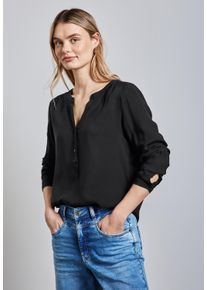 Street One Damen Langarmbluse, schwarz, casual, Gr. 44, unifarben, Stoff, 100% Viskose, Blusen, aus softer Viskose