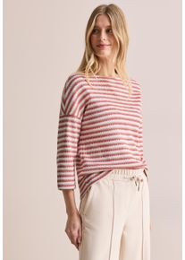 Cecil Damen T-Shirt, rot, casual, Gr. M, gestreift, Stoff, 65% Polyester, 30% Viskose, 5% Elasthan, Shirts, mit Streifenmuster
