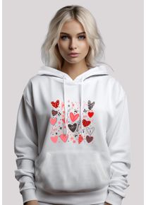 F4NT4STIC Damen Kapuzenpullover "Cute Herzen Variety Valentinstag", weiß, casual, Gr. XL, Obermaterial: 65% Baumwolle, 35% Polyester, Pullover,