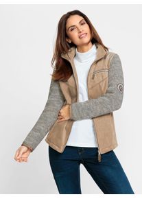 Inspirationen Damen Fleecejacke, beige, Gr. 36, meliert, 100% Polyester, Futter:60% Baumwolle, 40% Polyester, Ärmel:20% Wolle, 70% Polyacryl, 10%