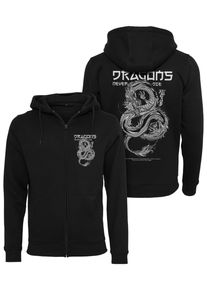 MisterTee Herren Sweatjacke "MisterTee Herren Dragons Never Die Heavy Zip Hoody", schwarz, Gr. S, 65% Baumwolle, 35% Polyester, Sweatjacken