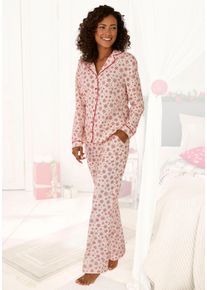 Lascana Damen Schlafanzug, Gr. 32, rot, Single Jersey, Obermaterial: 100% Baumwolle, gemustert, festlich, Homewear-Sets, mit winterlichem Druck