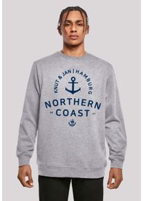 F4NT4STIC Herren Kapuzenpullover "Nordsee Knut & Jan Hamburg", grau, casual, Gr. XXXL, Obermaterial: 50% Baumwolle, 50% Polyester, Pullover, Print