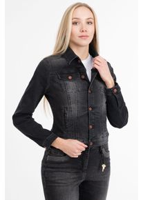 Recover Pants Damen Jeansjacke "Chic", schwarz, casual, Gr. 42, unifarben, 97% Baumwolle;3% Elasthan, Jacken, mit dekorativen Brusttaschen