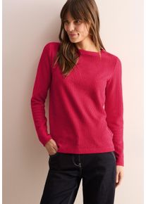 Cecil Damen Langarmshirt, rot, casual, Gr. M, unifarben, Strukturmuster, Strick, Obermaterial: 70% Polyester, 27% Viskose, 3% Elasthan, Shirts, mit