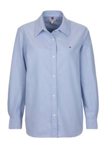Tommy Hilfiger Damen Hemdbluse "OXFORD RELAXED FIT SHIRT", blau, klassisch, Gr. 40, unifarben, Web, Obermaterial: 100% Baumwolle, Blusen, mit