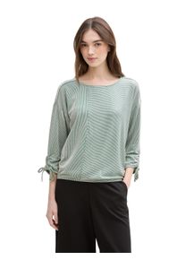 Damen 3/4-Arm-Shirt, grün, modisch, Gr. S, Tom Tailor Denim, gestreift, Single Jersey, Obermaterial: 58% Viskose, 38% Polyester, 4% Elasthan, Shirts,