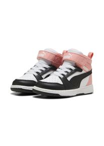 Puma Kinder Sneaker "Puma Rebound V6 Mid Sneakers Kinder", Gr. 21, schwarz-weiß, Obermaterial: Textil, Synthetik; Futter: Textil; Laufsohle: Gummi,