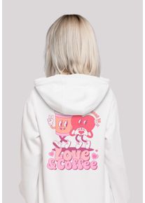 F4NT4STIC Damen Kapuzenpullover "Love and Coffe Valentinstag", weiß, casual, Gr. XS, Obermaterial: 65% Baumwolle, 35% Polyester, Pullover, Premium