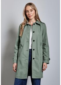 Street One Damen Trenchcoat, grün, casual, Gr. 46, unifarben, Web, 69% Baumwolle, 31% Polyester, Mäntel, mit Bindegürtel