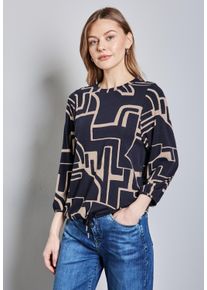 Street One Damen Print-Shirt, lila, casual, Gr. 44, gemustert, Stoff, 63% Polyester, 34% Viskose, 3% Elasthan, Shirts, mit 3/4 Ärmeln
