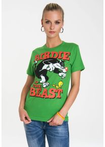 logoshirt Damen T-Shirt "Looney Tunes – Sylvester & Tweety", grün, casual, Gr. XXL, bedruckt, 100% Baumwolle, Shirts, mit lizenziertem Print