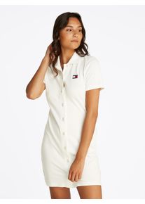 Tommy Jeans Damen Polokleid "TJW BADGE PIQUE POLO DRESS", beige, casual, Gr. XS, unifarben, Piquu00e9, Obermaterial: 97% Baumwolle, 3% Elasthan,