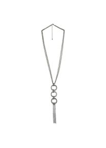 Steuer Damen Kette mit Anhänger "4-reihig silberfarben mit 3 Metallringen", 78cm, Metall, B: 32.0mm, silber, Metall, B:32.0mm, Halsketten
