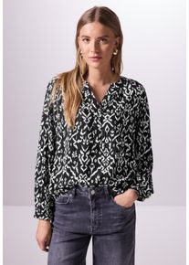 Damen Langarmbluse, schwarz, casual, Gr. 42, STREET ONE STUDIO, gemustert, Stoff, 100% Viskose, Blusen, aus softer Viskose