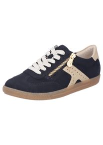 Rieker Damen Sneaker, Gr. 42, beige, Lederimitat, kontrastfarbene Details, sportlich, Schuhe, Halbschuh, Freizeitschuh, Schnürschuh mit Reißverschluss