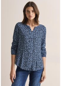 Cecil Damen Langarmbluse, blau, casual, Gr. XS, bedruckt, Stoff, 100% Viskose, Blusen, mit grafischem Muster