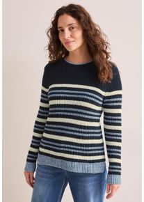 Cecil Damen Strickpullover, blau, casual, Gr. M, gestreift, Web, 62% Baumwolle, 28% Polyacryl, 10% Nylon, Pullover, im soften Baumwoll-Mix