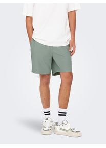 Only & Sons ONLY & SONS Herren Shorts "ONSTEL LIFE PLIZZE SHORTS NOOS", grün, modisch, Gr. S, unifarben, Web, Obermaterial: 100% Polyester, Hosen