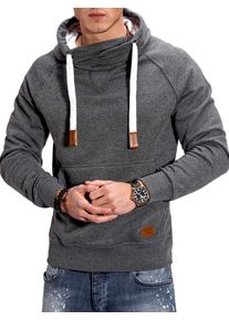 behype Herren Kapuzensweatshirt "JULES", grau, Gr. XXL, unifarben, 70% Baumwolle, 30% Polyester, Sweatshirts, mit hohem Kragen