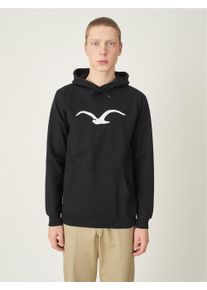Cleptomanicx Herren Kapuzensweatshirt "Mowe", schwarz, sportlich, Gr. L, bedruckt, 100% Baumwolle, Sweatshirts, mit Logo-Druck