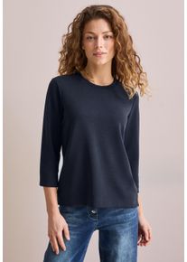 Cecil Damen Rundhalsshirt, blau, casual, Gr. L, unifarben, Stoff, 46% Modal, 46% Polyester, 8% Elasthan, Shirts, mit 3/4 Ärmeln