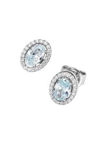 Damen Paar Ohrstecker "Ziersteine, Zirkonia weiß, Silber 925", Silber 925 (Sterlingsilber), blau, Giorgio Martello MILANO, Silber 925