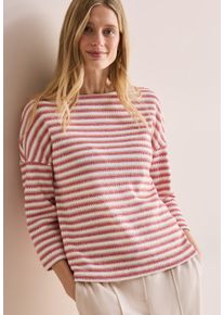 Cecil Damen 3/4-Arm-Shirt, rot, casual, Gr. XL, gestreift, Strick, Obermaterial: 65% Polyester, 30% Viskose, 5% Elasthan, Shirts, mit Streifenmuster
