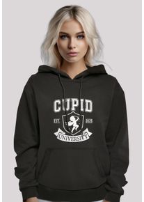 F4NT4STIC Damen Kapuzenpullover "Cupid University Valentinstag", schwarz, casual, Gr. XS, Obermaterial: 65% Baumwolle, 35% Polyester, Pullover,