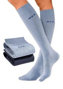 H.I.S. H.I.S Damen Kniestrümpfe, Gr. 35, blau, Polyamid, Baumwolle, Elasthan, meliert, Socken, mit Komfortbündchen
