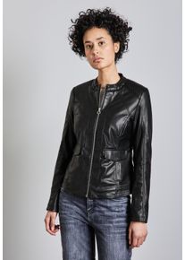 Street One Damen Lederimitatjacke, schwarz, casual, Gr. 38, unifarben, Stoff, Obermaterial: 100% Polyester; Futter: 100% Polyester, Jacken, mit
